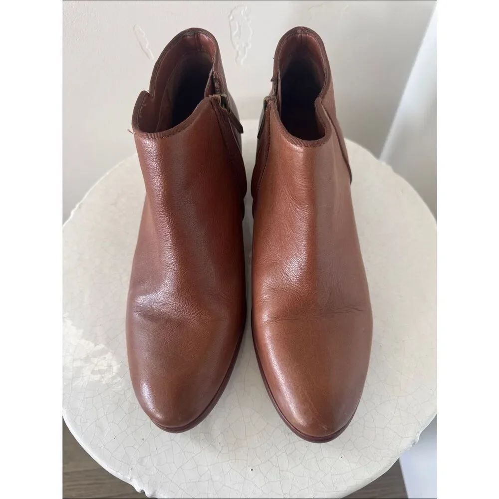 Sam Edelman PETTY Women's Brown Leather Ankle Boots Classic Side-Zip Size 9 EUC